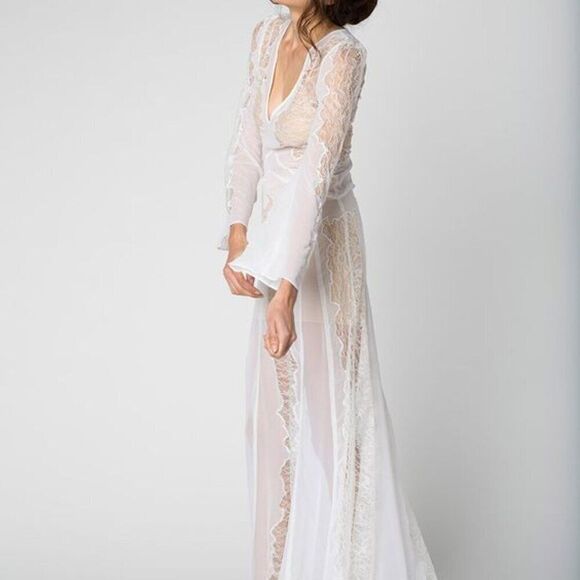 NWT Stone XS/S Cold Fox White Bridal Lace Vermont Ethereal Fairy Long Maxi Dress - Picture 5 of 7